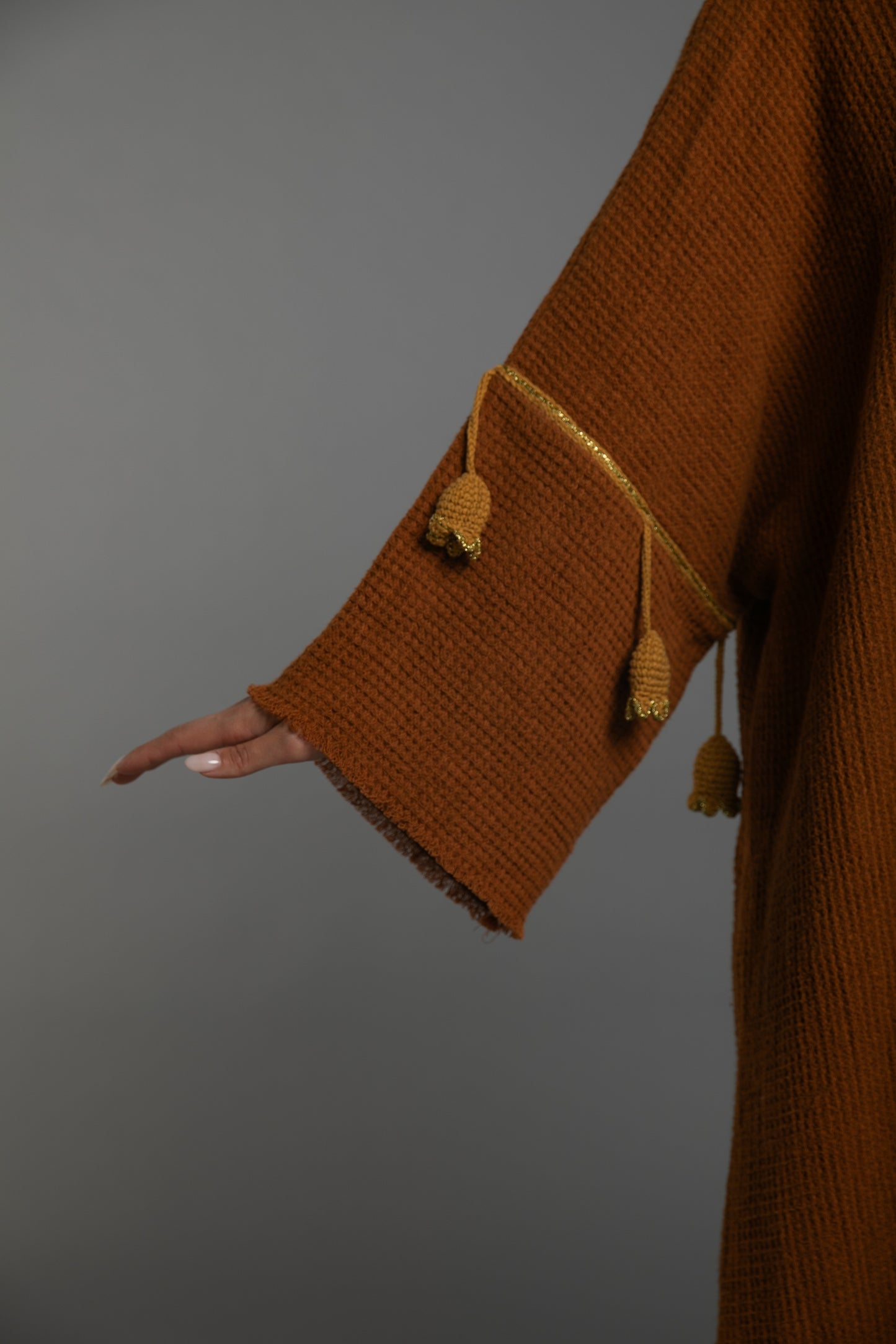 Waffle Abaya - Ochre