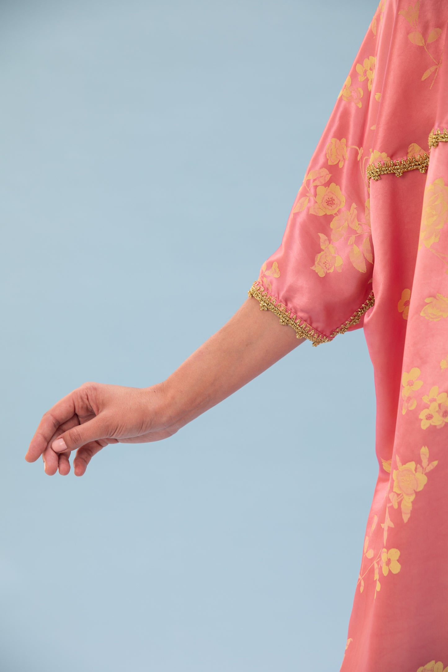 Silk abaya set with handmade embroidery