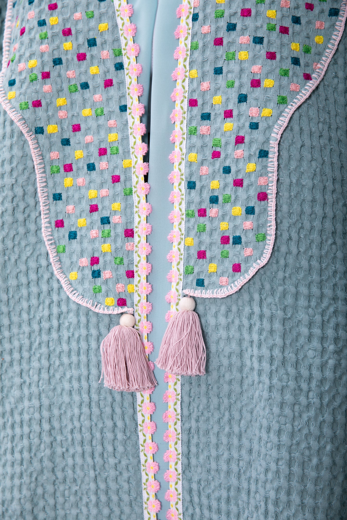 Waffle Abaya - Light Blue