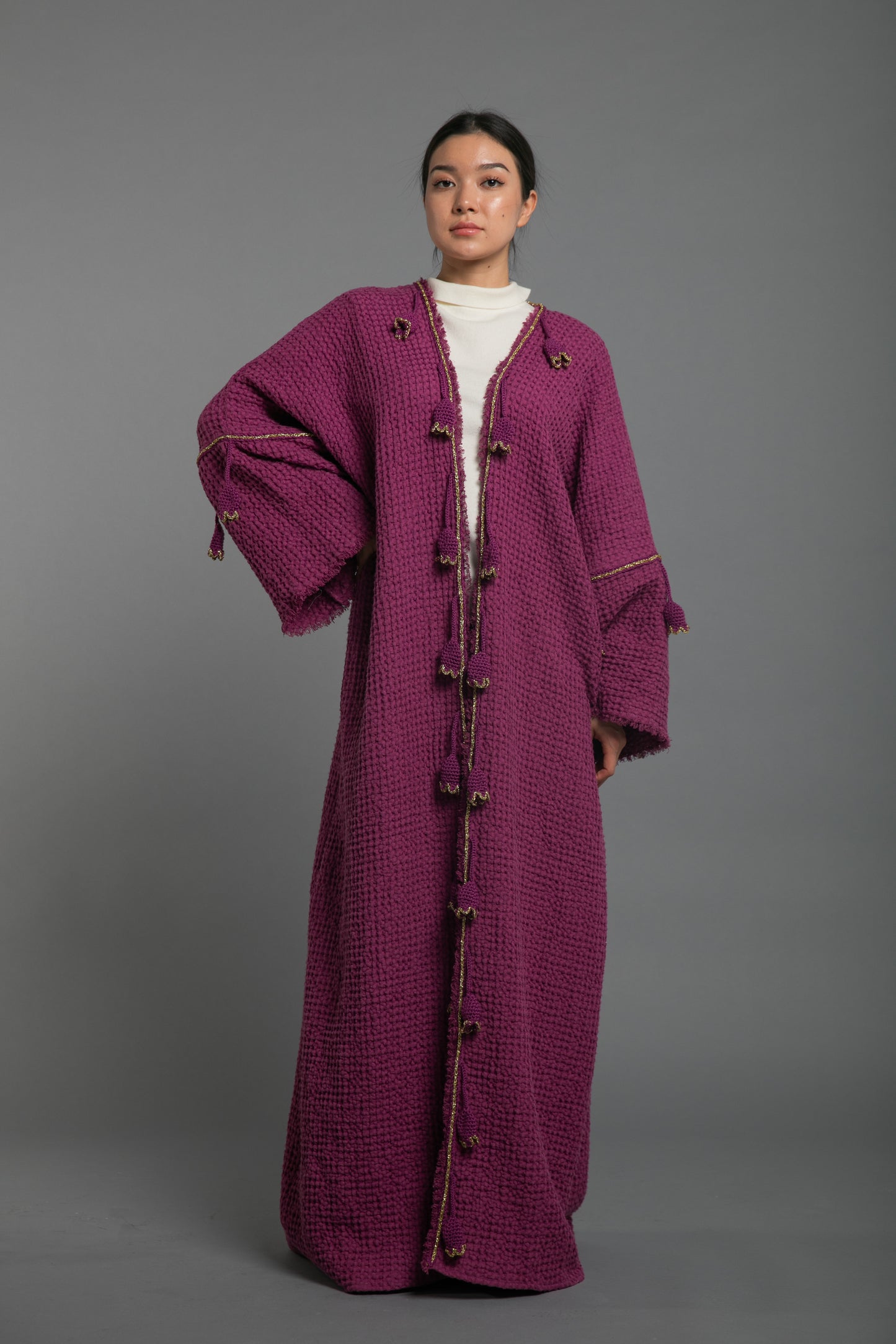 Waffle Abaya - Fuchsia
