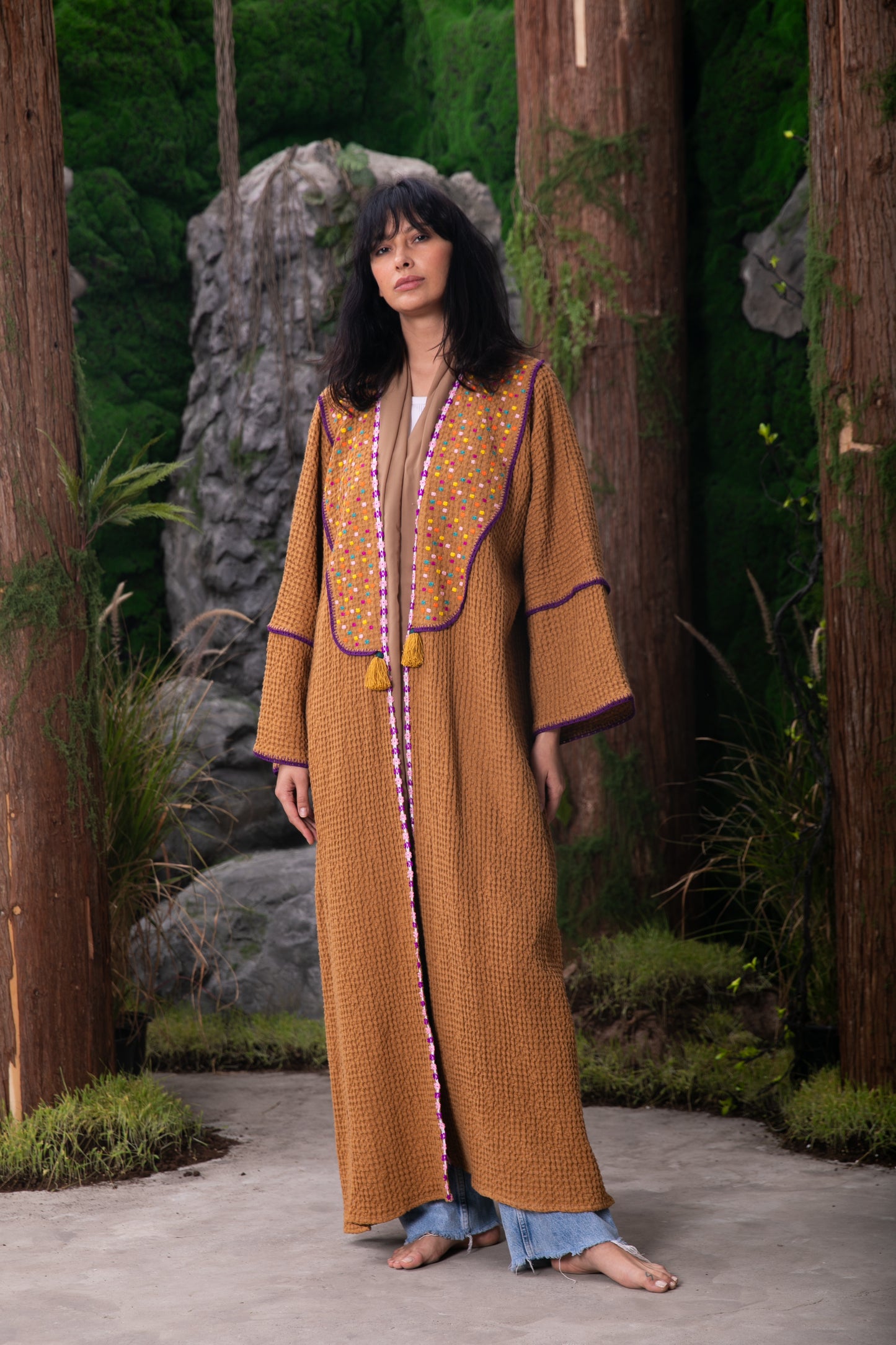 Waffle Abaya - Ochre
