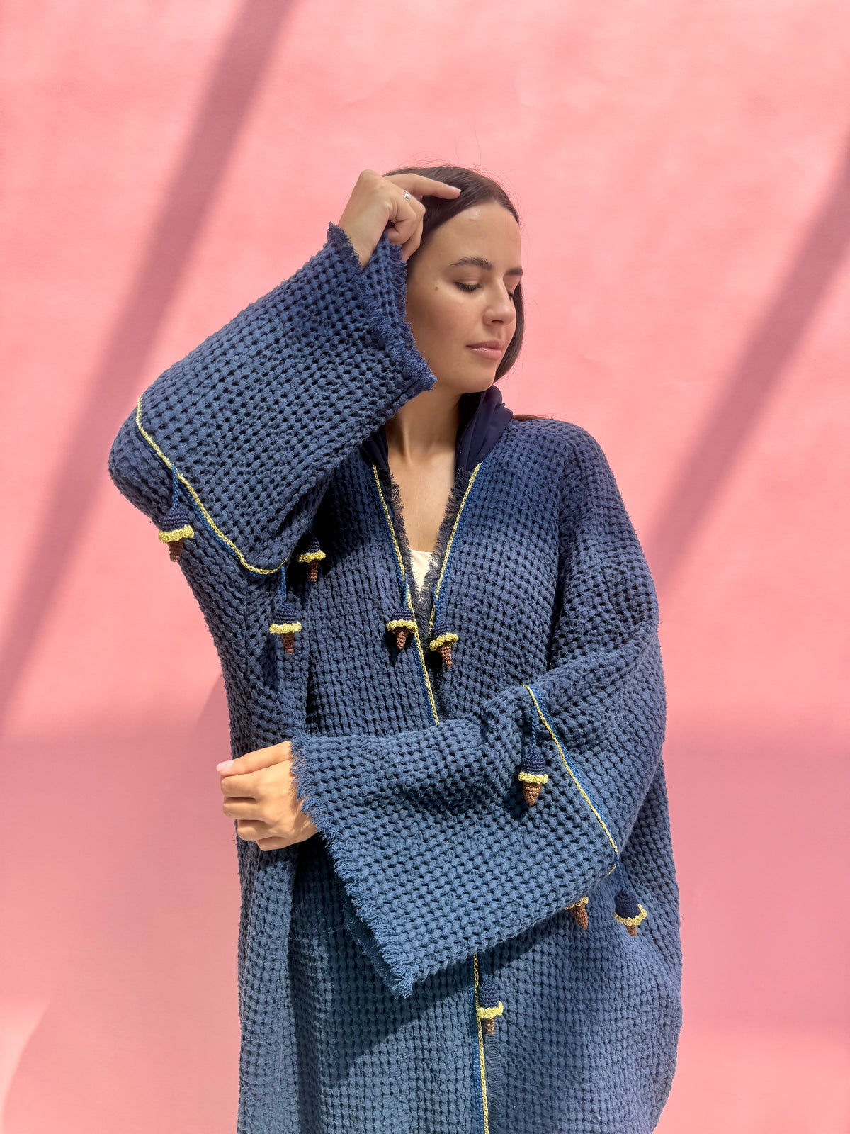 Waffle abaya - Ice Cream - Navy Blue