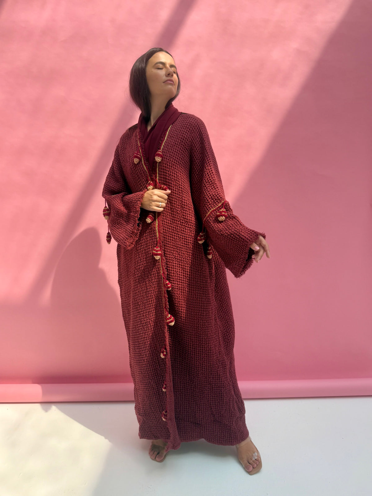 Waffle abaya - Ice Cream - Maroon