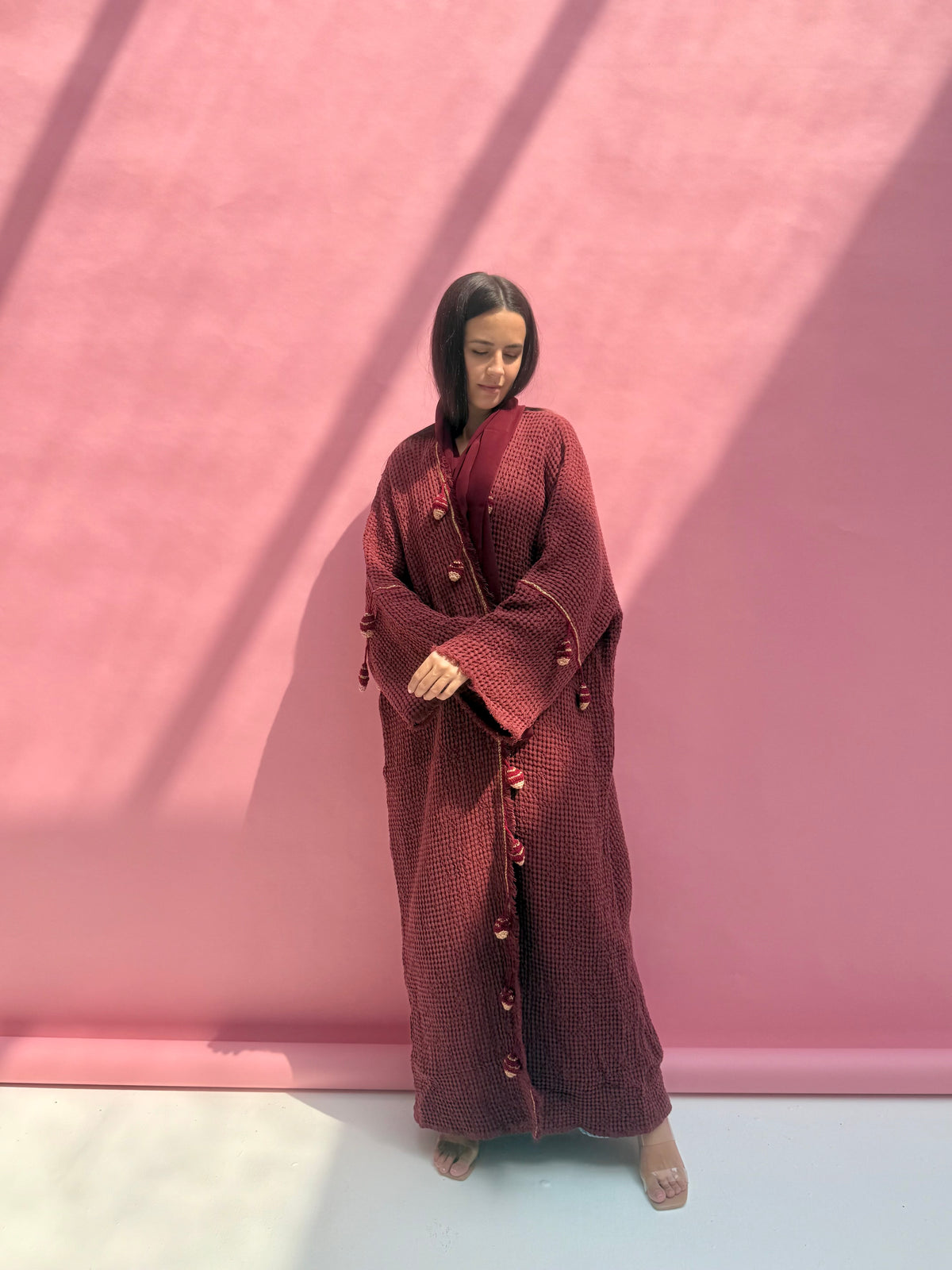 Waffle abaya - Ice Cream - Maroon