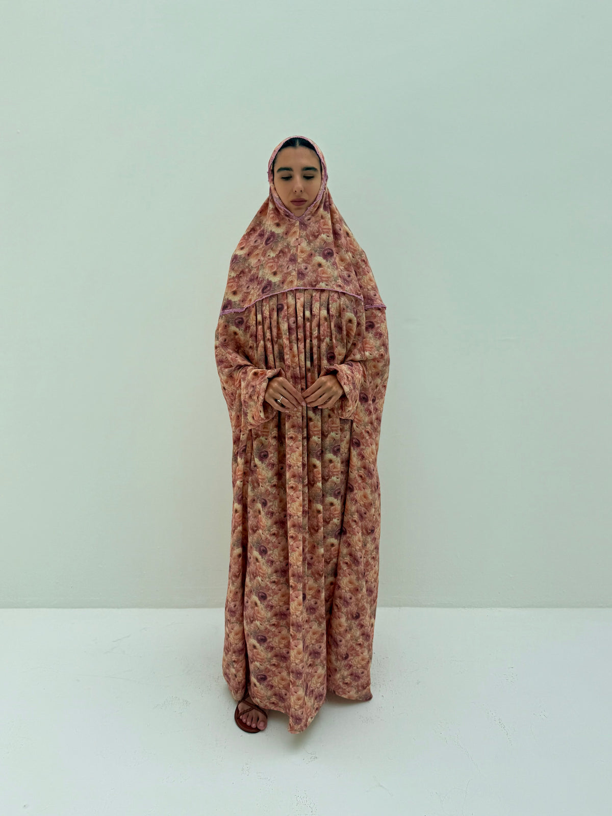Muslin Prayer dress with handmade crochet