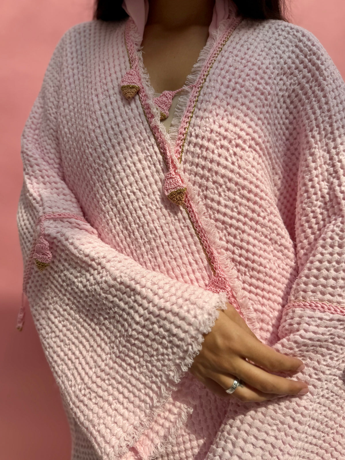 Waffle abaya - Ice Cream - Light Pink