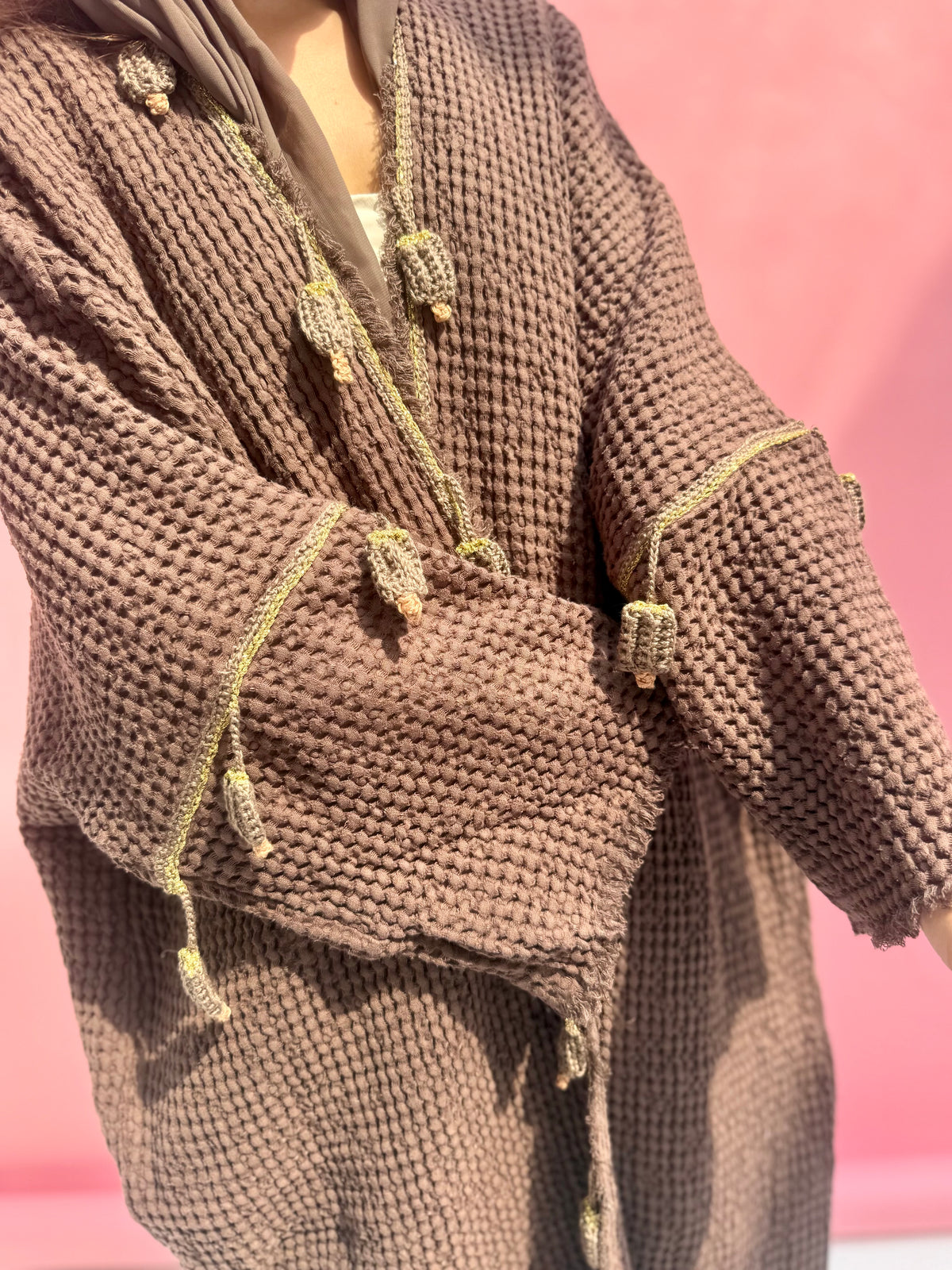Waffle abaya - Ice Cream - Brown