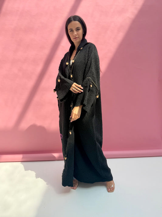 Waffle abaya - Ice Cream - Black