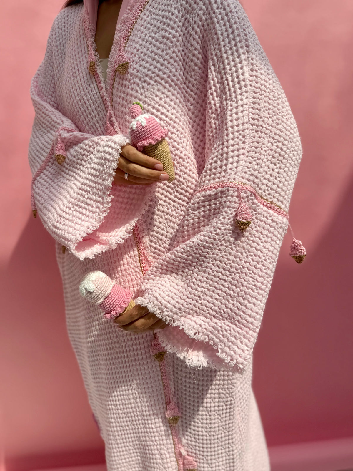 Waffle abaya - Ice Cream - Light Pink