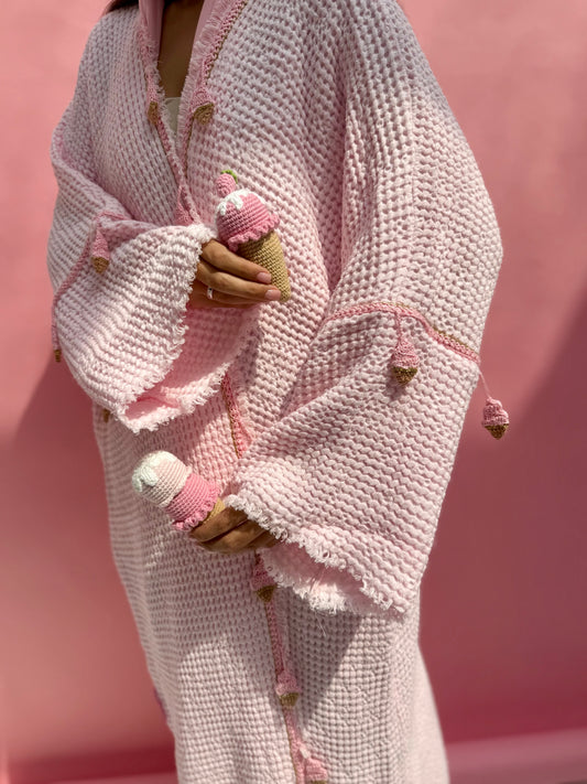 Waffle abaya - Ice Cream - Light Pink