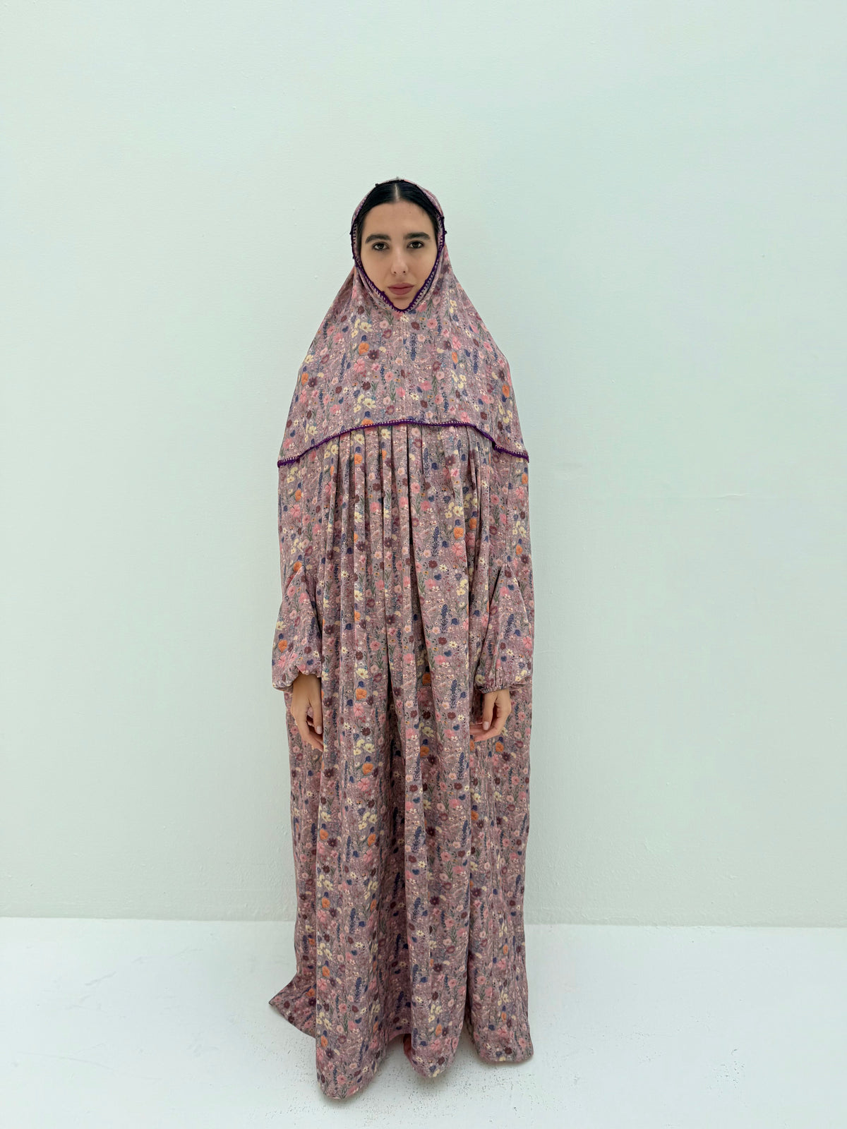 Muslin Prayer dress with handmade crochet