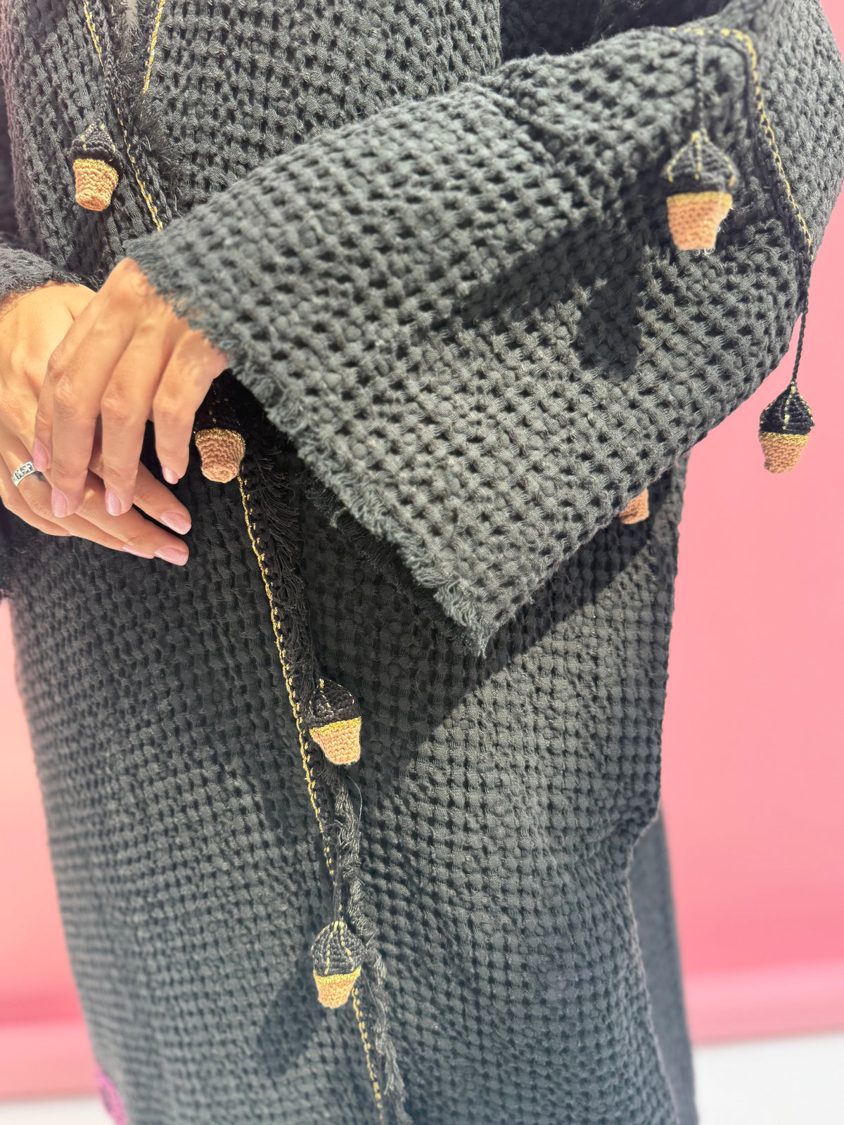 Waffle abaya - Ice Cream - Black