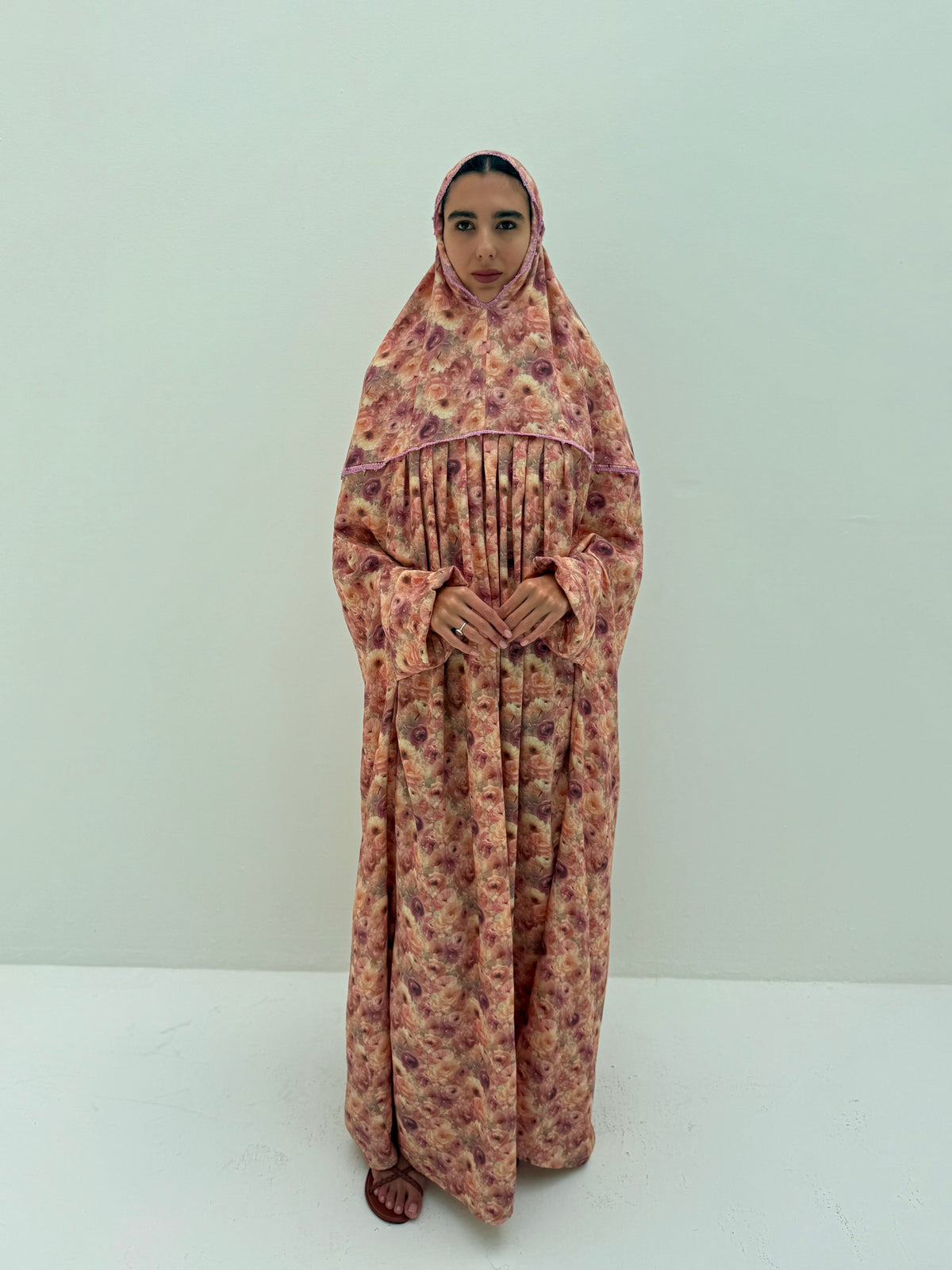 Muslin Prayer dress with handmade crochet