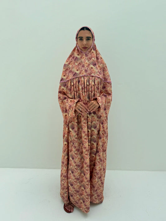 Muslin Prayer dress with handmade crochet
