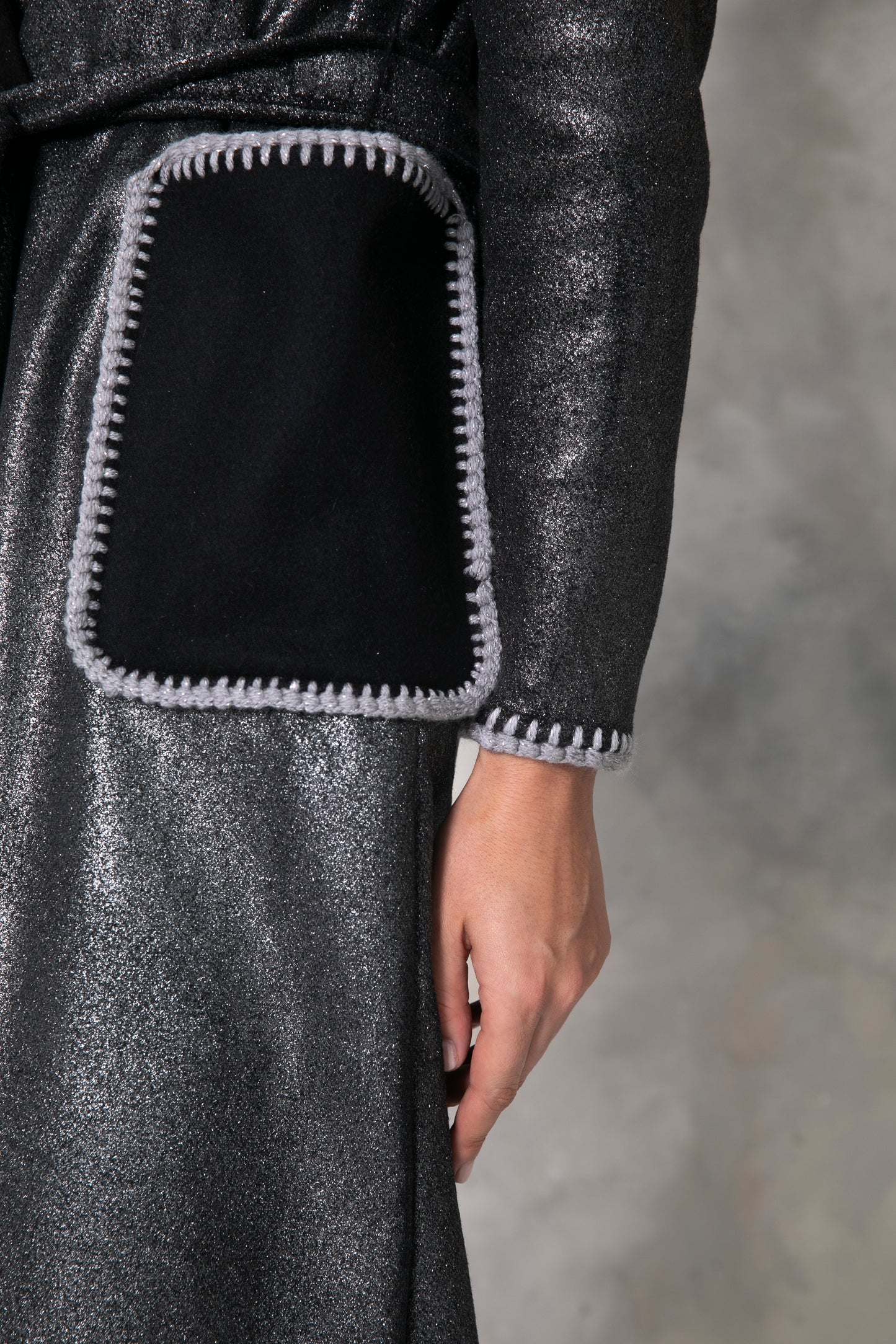 Silver shimmering Wool coat - Black / Silver