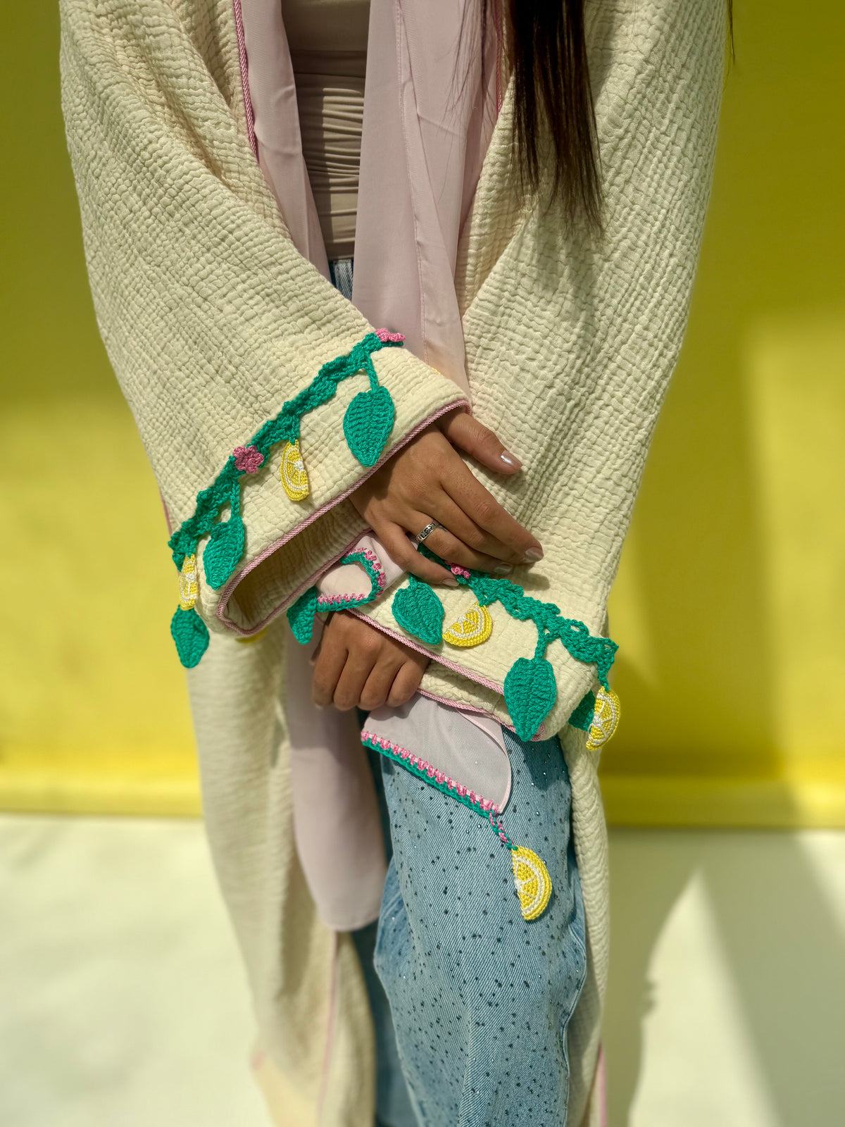 Lemon Drop - Off white abaya