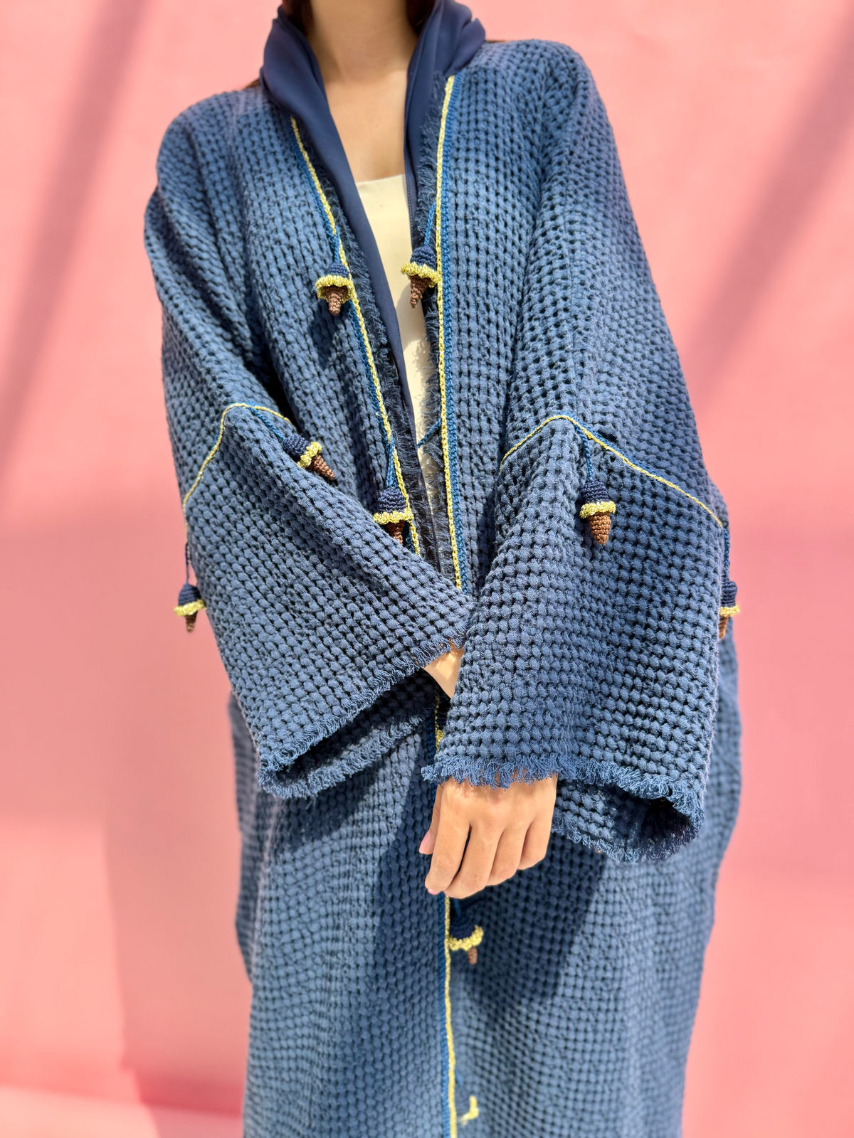 Waffle abaya - Ice Cream - Navy Blue