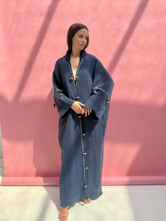 Waffle abaya - Ice Cream - Navy Blue