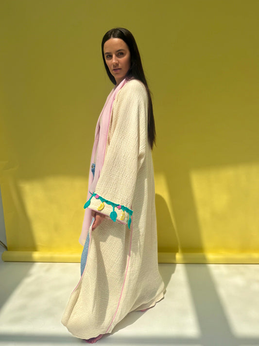 Lemon Drop - Off white abaya
