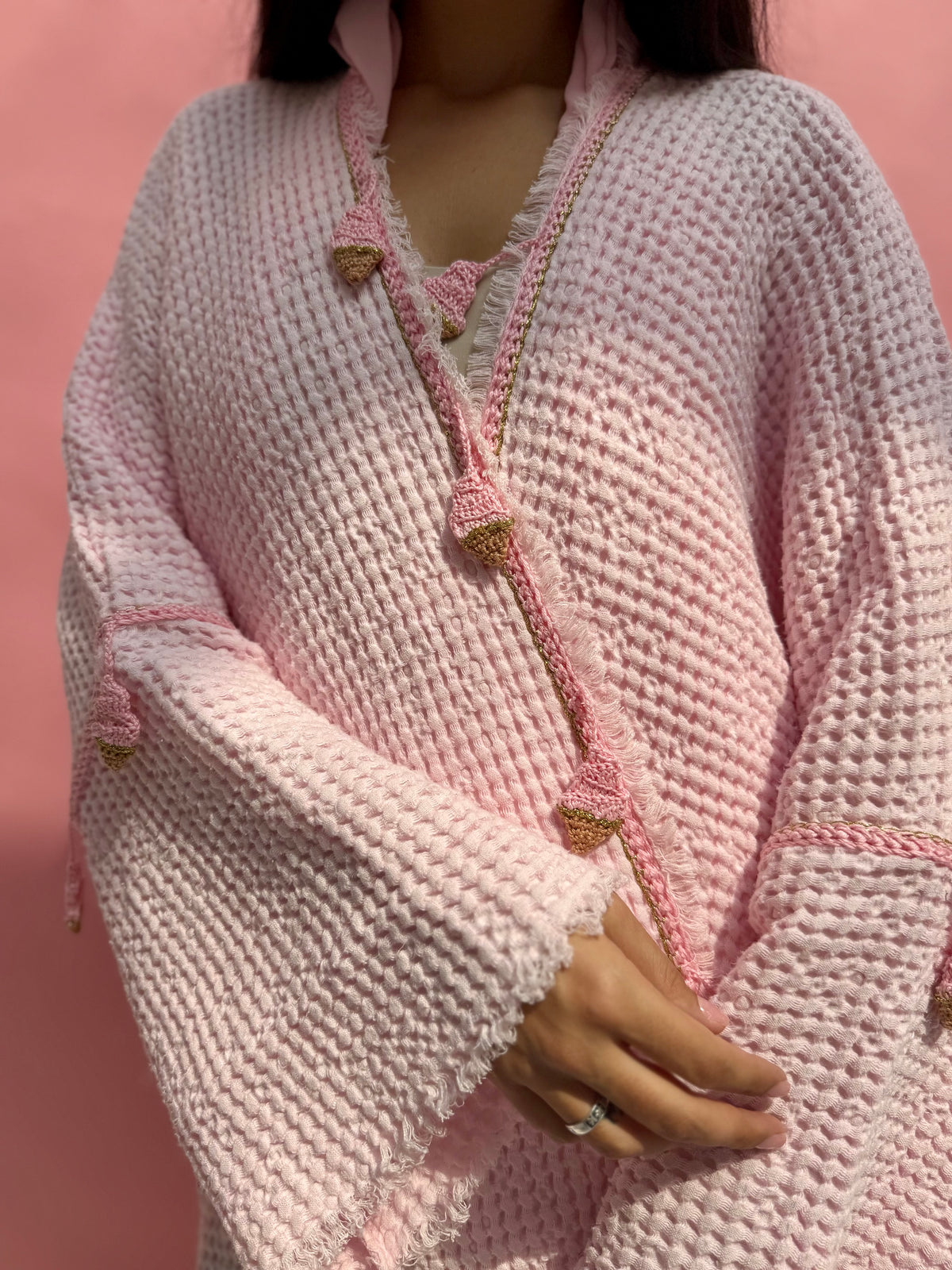 Waffle abaya - Ice Cream - Light Pink