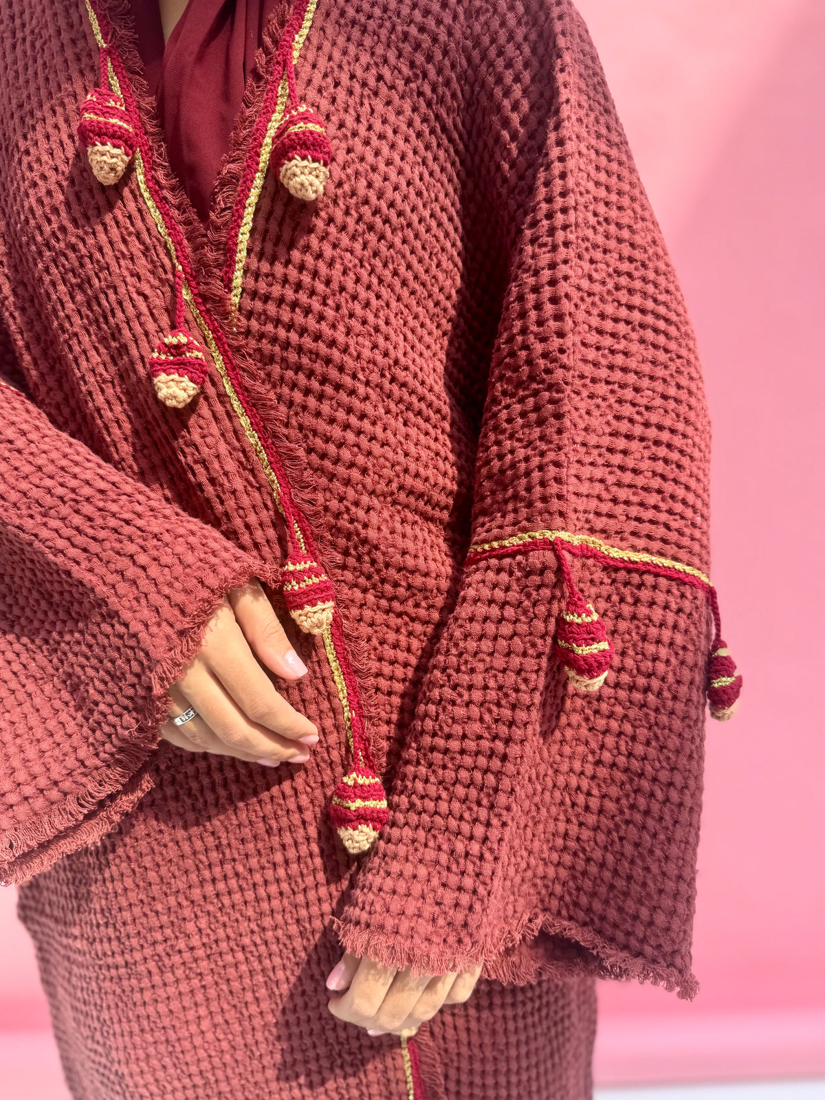 Waffle abaya - Ice Cream - Maroon