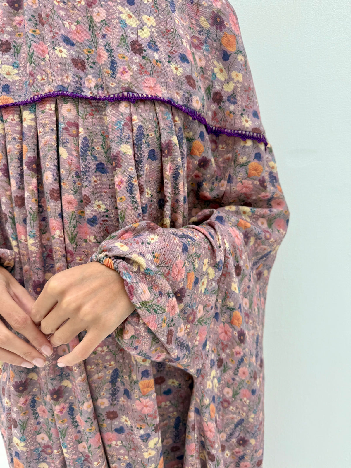 Muslin Prayer dress with handmade crochet
