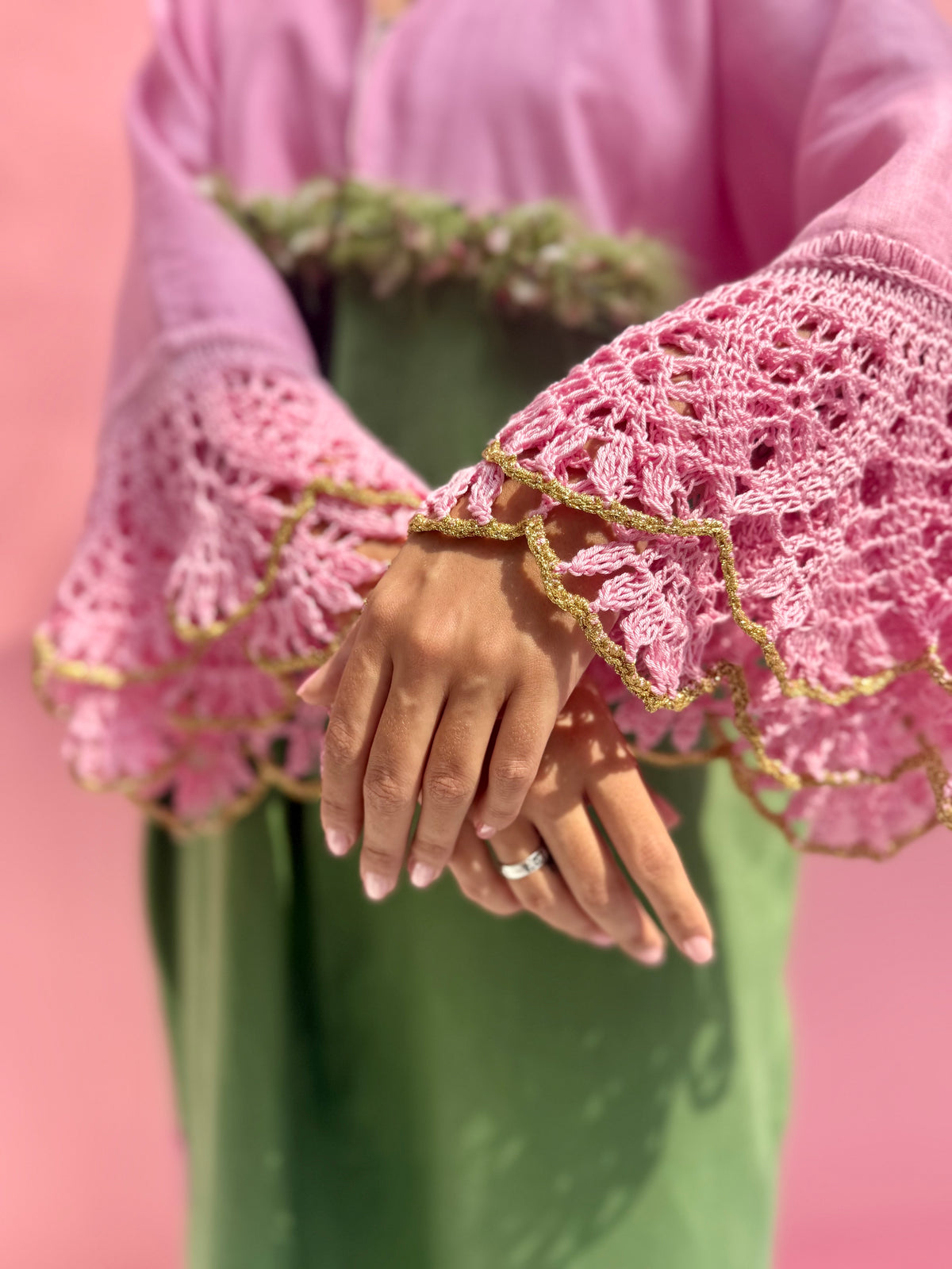 Rose Matcha Linen Abaya