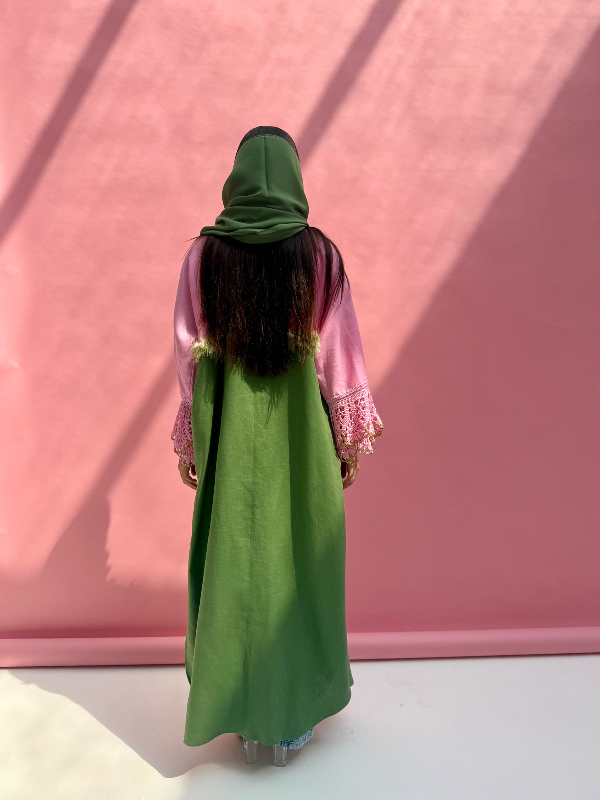 Rose Matcha Linen Abaya