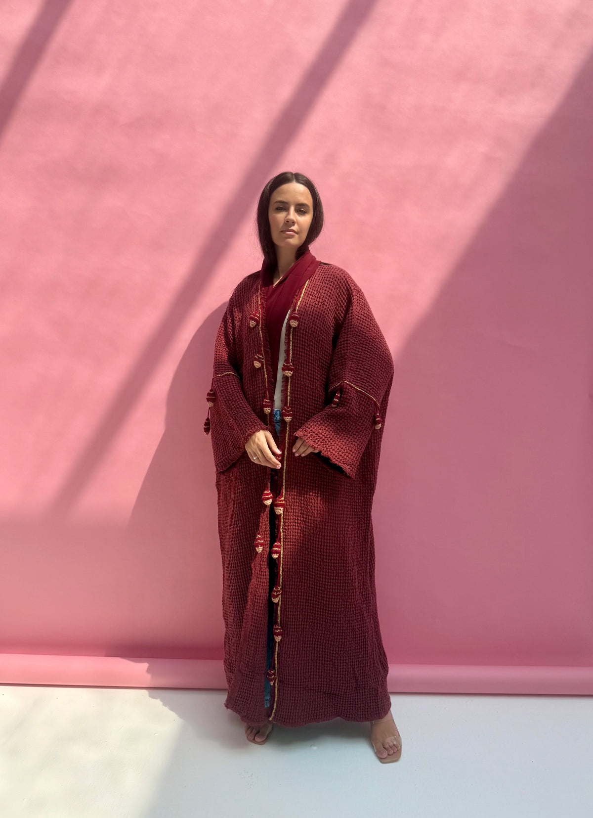Waffle abaya - Ice Cream - Maroon