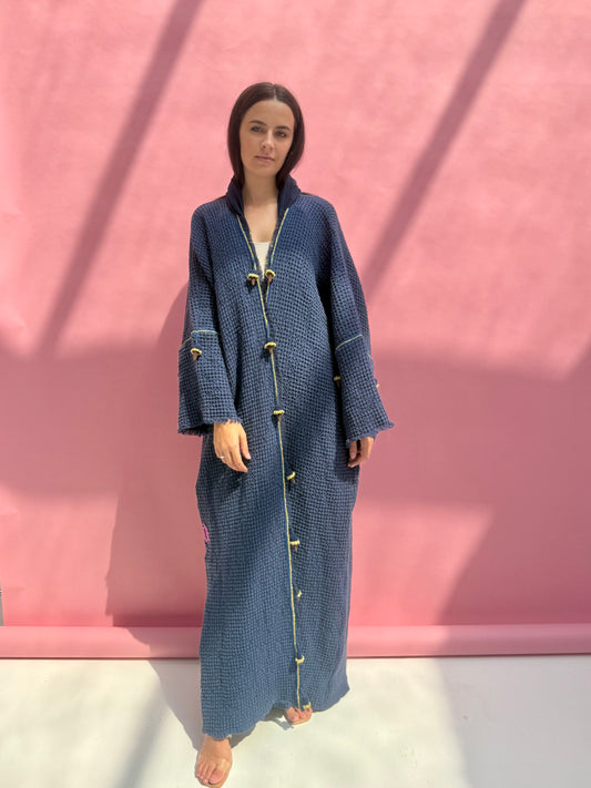 Waffle abaya - Ice Cream - Navy Blue