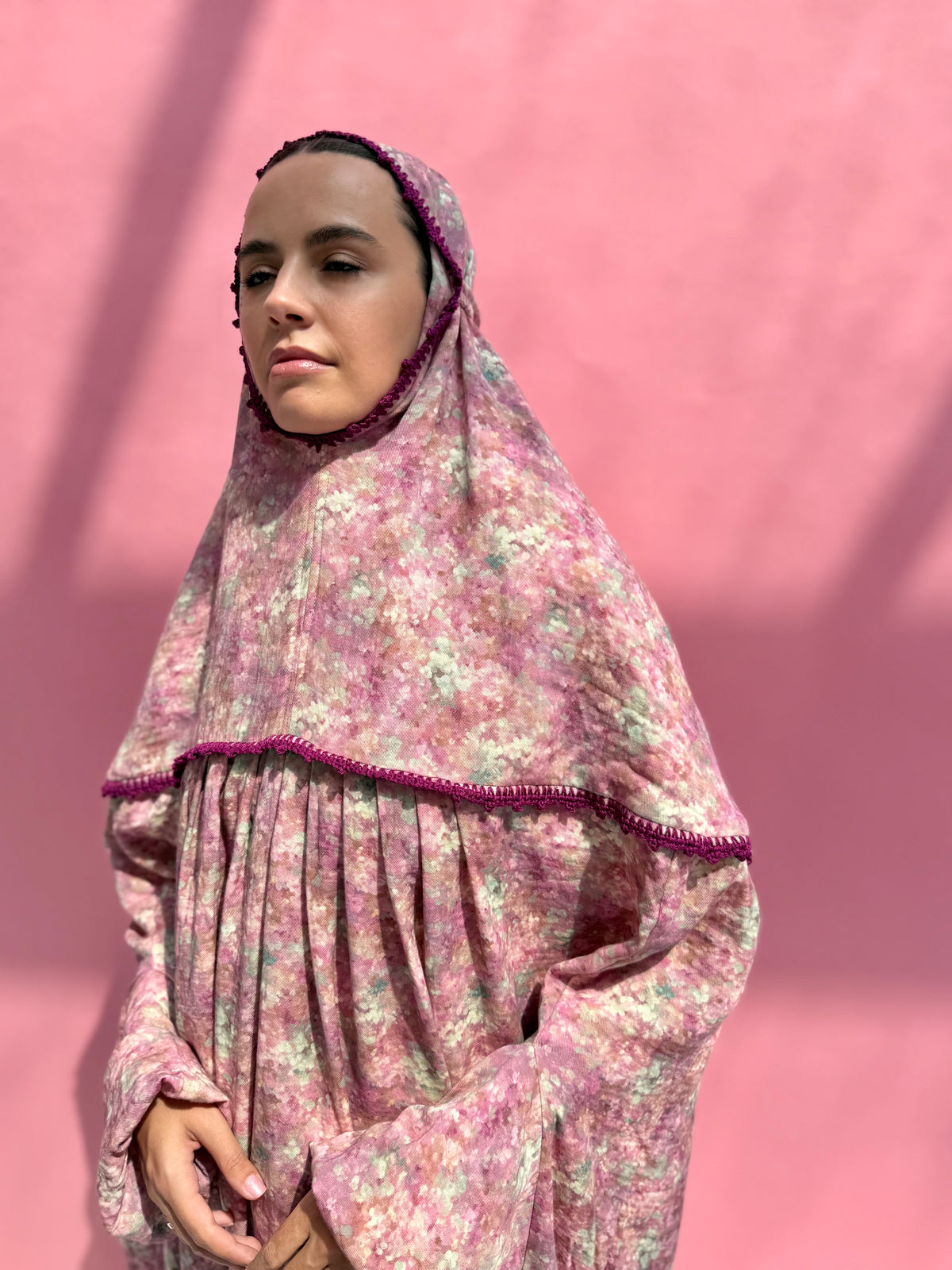 Muslin Prayer dress with handmade crochet