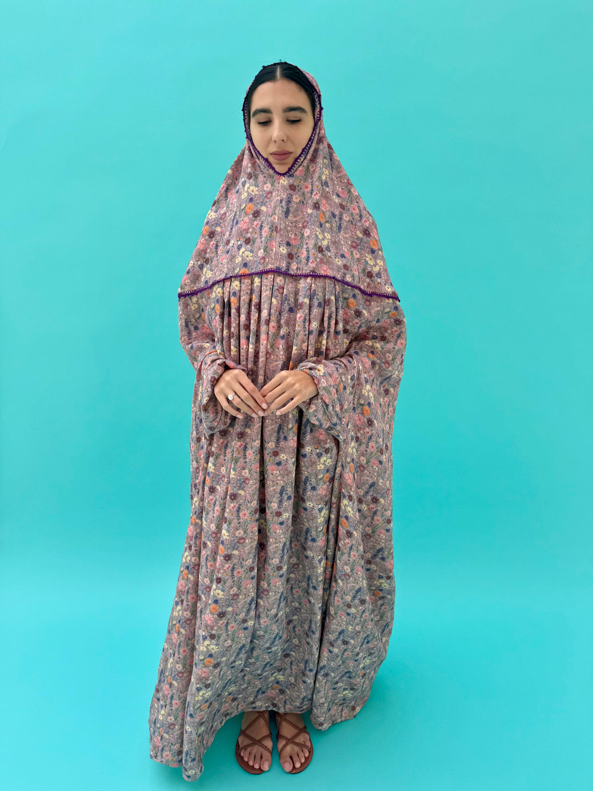 Muslin Prayer dress with handmade crochet